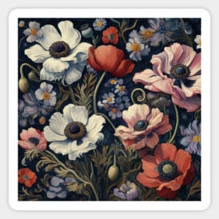 anemone and poppy flower pattern 2 Sticker